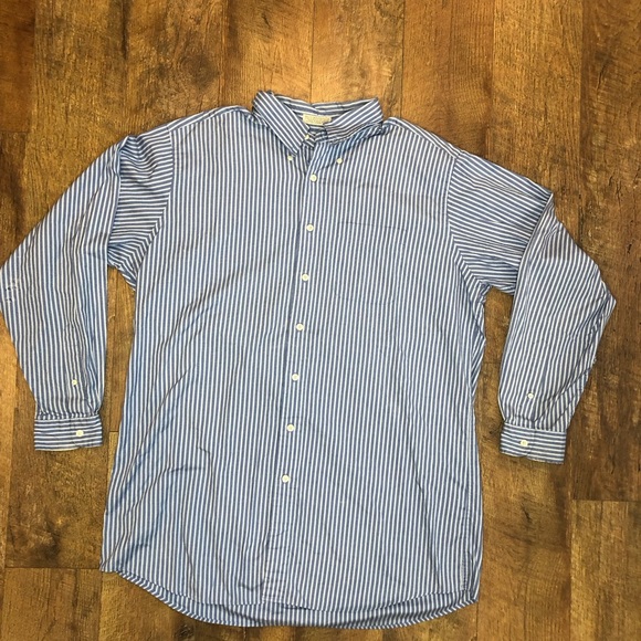L.L. Bean Other - L.L Bean Men’s Button-Down Dress Wrinkle Resistance Shirt Blue and White Striped